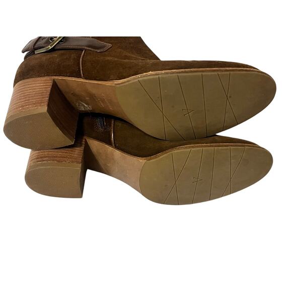 Aquatalia 'Tracy' Suede Ankle Boots Waterproof •9• Leather Buckle Brown Worn 1x - Picture 8 of 14